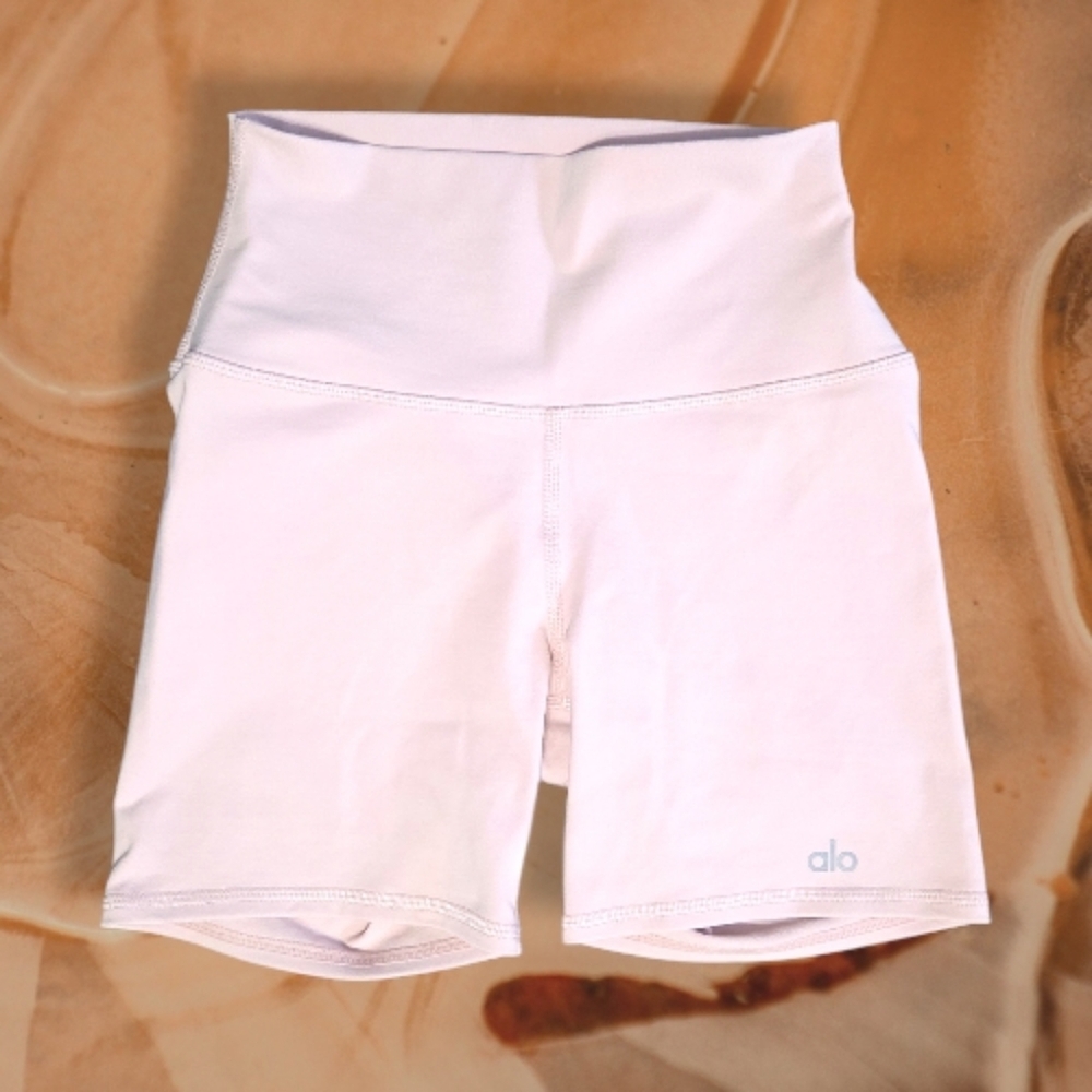 Alo 🩰 Women’s 5" Airbrush High-Waist Biker Short - Ballet Pink XS Extra Small - Picture 2 of 5